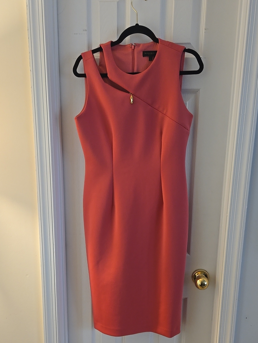 Donna Karan Pink Asymmetric Midi Sheath Dress